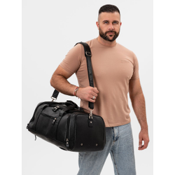 Кожаная дорожная сумка / рюкзак Napoli black 
(арт. 4034-01)