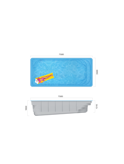 Композитный бассейн 7,5 х 3,5 х 1,32-1,85 "Драммен" Franmer