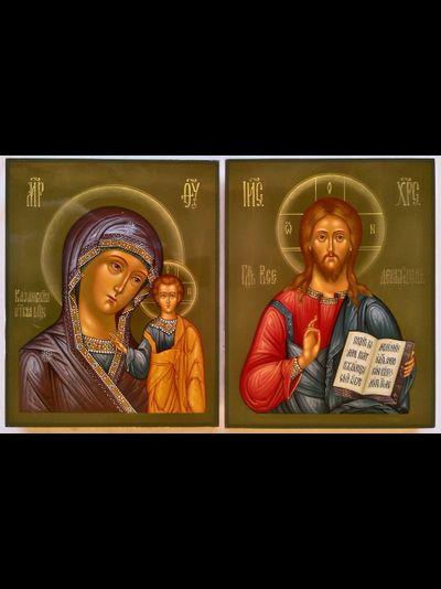 Венчальная пара. Образ Спасителя. Образ Пресвятой Божией Матери “Казанская”. 22х28см.