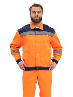 Костюм "ЛЕГИОН" куртка/полукомб. ОРАНЖЕВЫЙ/Т.СИНИЙ