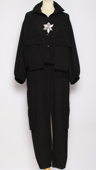 Костюм Бохо "КРУПНЫЙ ВЕЛЬВЕТ КАРМАНЫ" черный р.42-48