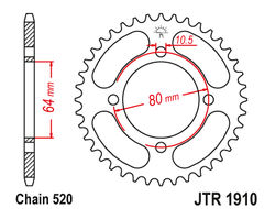 Звезда ведомая (32 зуб.) RK B4418-32 (Аналог: JTR1910.32) для мотоциклов Yamaha