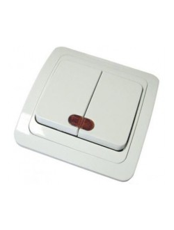 Выключатель Валдай СУ 2 кл с подсвет. IP20 10А, белый,TDM