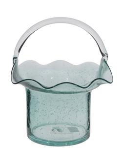 Ваза стеклянная в виде корзины с ручкой