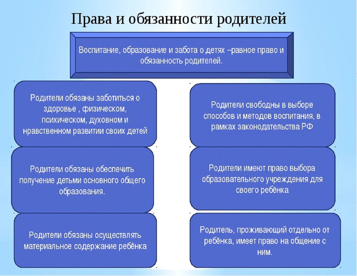 Суть родительских обязанностей. Основные обязанности родителей.