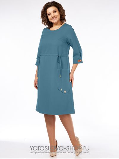 Текстильное платье бирюзового цвета