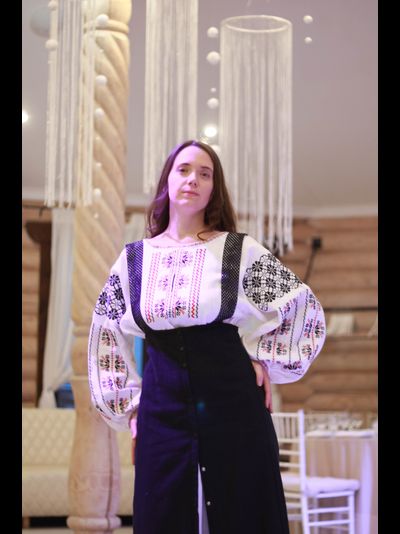 Подгрудный сарафан с воланом (чёрная крапива)