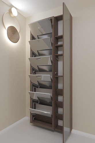 Обувница Айрон-6 Дуэт (фасад Зеркало)