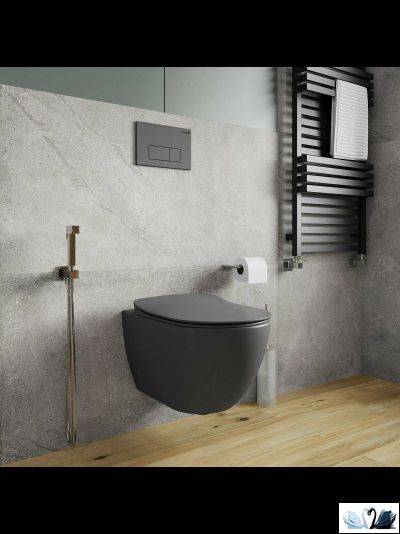 Унитаз CREAVIT FREE Set Antrasit Mat c инсталляцией - комплект с сиденьем микролифт, клавишей DROP Antrasit (FE320.60100+GR5003.01+GP2002.04 + KC0903.01.0400E)