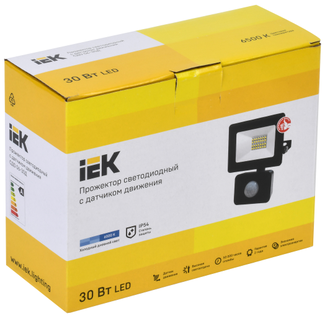 Прожектор IEK св/д СДО 06-30Д 30W(2700lm) 6500K 6K с датчиком движ. черный IP54 LPDO602-30-65-K02