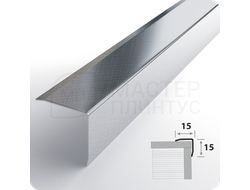 Уголок декоративный из нержавеющей стали Лука ПУ 15-1НСК(304).2700.001 Кросс-брашинг серебро