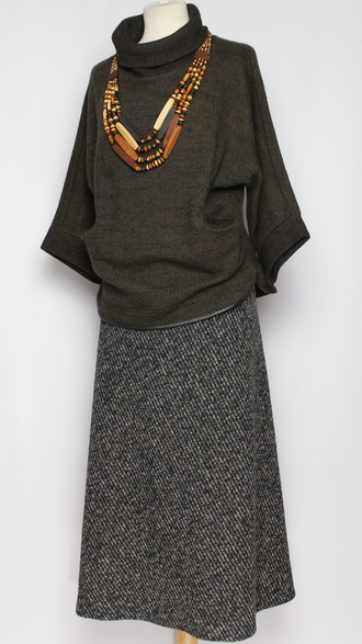 ЮБКА "ПЁСТРАЯ" трикотажная серая мелкий крап 62,64