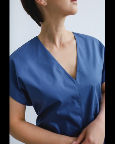 Платье летнее из плотного итальянского хлопка (небесный)