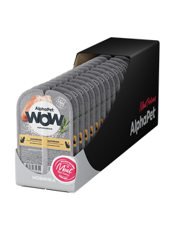 AlphaPet (АльфаПет) WOW Superpremium влажный корм (пауч) для взрослых кошек с цыпленком в соусе, 80 г