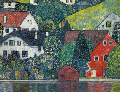 Купить греющую картину с фото репродукции Густава Климта Дома в Унтерах-на-Аттерзе