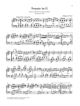Гайдн. Соната для фортепиано G-dur Hob. XVI:40