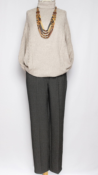 Джемпер кимоно "ВЫСОКИЙ ВОРОТ КОСЫ" малахит, бежевый, лаванда, розовый р.46-56