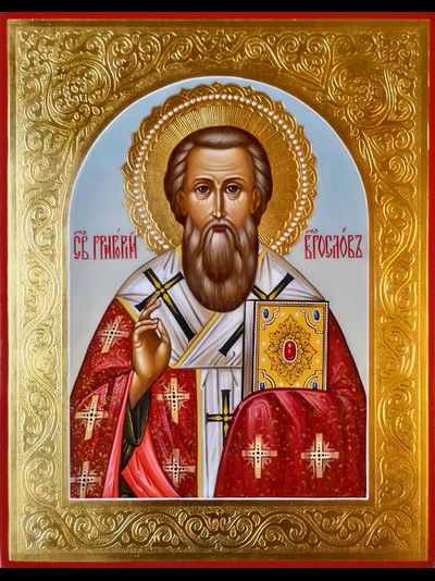Григорий Богослов, Святитель, архиепископ Константинопольский. Рукописная икона 30х40см.