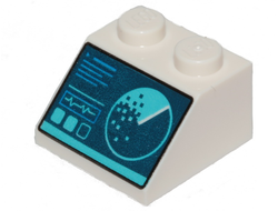 Slope 45 2 x 2 with Dark Blue Sonar Screen Pattern, White (3039pb132 / 6309297)