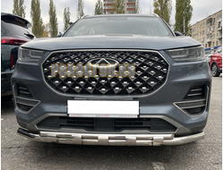 Защита переднего бампера двойная с перемычками d60/42 для Chery Tiggo 8 pro 2021-