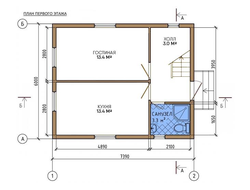 Двухэтажный каркасный дом 89 м². Первый этаж 45 м²