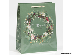 Пакет ламинированный «Новогодний венок» 18 x 23 x 8 см