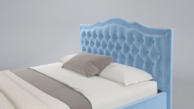 Современная дизайнерская кровать Ренессанс мини, мягкое высокое изголовье, катерная стяжка, фанера, усиленная металлом, с подъемным механизмом и бельевым ящиком