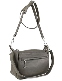 (АРТИКУЛ: 7503/1) СУМКА ЖЕНСКАЯ, НЕБОЛЬШАЯ, НАТУРАЛЬНАЯ КОЖА, СЕРАЯ, С ДЕКОРАТИВНЫМ НАРУЖНЫМ КАРМАНОМ, С ПЛЕЧЕВЫМ РЕМНЕМ