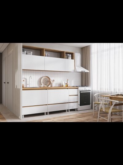 Хелен кухонный гарнитур 2 м Дуб Крафт золотой/Белый шагрень