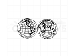 Штамп для скрапбукинга карта мира, два полушария