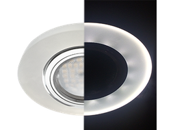 Светильник встраиваемый Ecola LD1650 MR16 GU5.3 Стекло Круг подсветка 4K Матовый/Хром 25x95 SL1650EFF