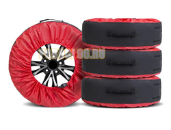 Чехлы для хранения автомобильных колес, 4 штуки, Широкие, размер от 15” до 20”, цвет черный/красный