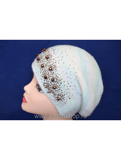 Вязаный стильный берет Vizio Италия 5165 светлый