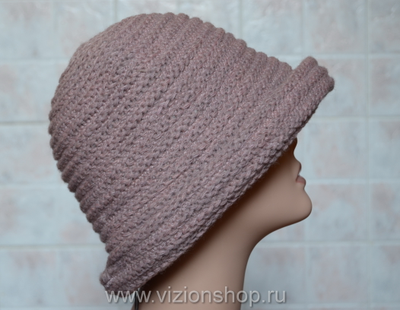 сиреневая женская вязаная шляпа
