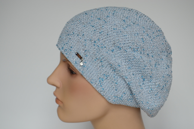 Белый берет весна - осень с голубым люрексом Vizio Италия 7078