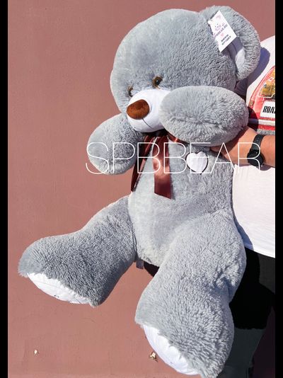 Большой плюшевый медведь 135 см серый Михель