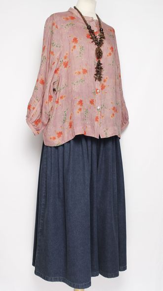 Рубашка Бохо "ПРОВАНС СТОЙКА РУКАВ 3\4" розовая до р.52