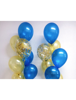 фонтан из синих и золотых шаров на выпускной краснодар