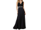 Бежевое длинное вечернее платье с кружевным верхом DL-22654