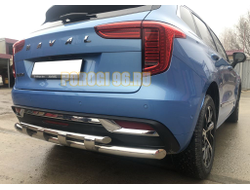 Защита заднего бампера двойная с перемычками d60/42 для Haval Jolion 2021-