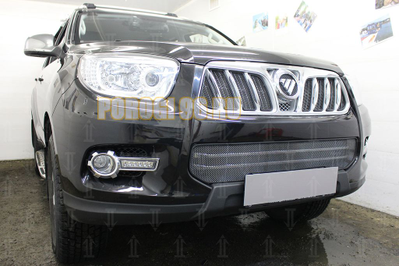 Защита радиатора Foton Sauvana 2015- (8 частей) black верх