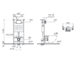 Комплект: Подвесной безободковый унитаз Vitra Integra Square, с сиденьем с микролифтом, инсталяцией и панелью управления Root Round хром, 9856B003-7207