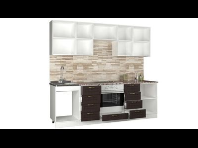 Кухня "Агава" 2,4м МДФ (Эра) лиственница тёмная