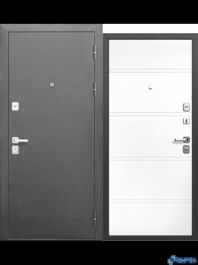 Дверь входная металлическая Феррони 9 см Серебро Эмалит белый купить в Челябинске | КВИРТЕК
