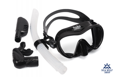 Маска для дайвинга с трубкой Scuba Brothers Flipper Black, комплект
