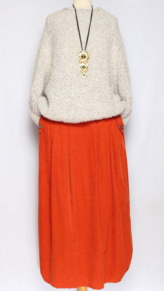 ЮБКА "Вельвет карманы клапаны" терракотовая до р.54