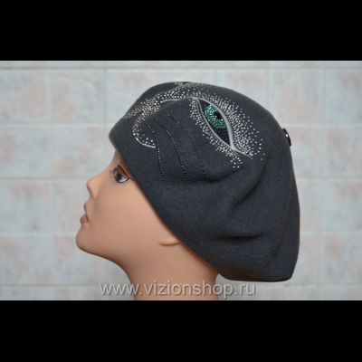 Фетровый берет с бисером Vizio Италия 5562 серый