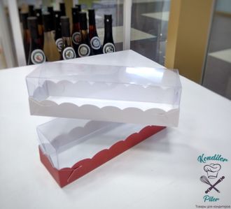 Коробка для макарон с пластиковой крышкой 190*55*55 мм, белая