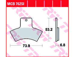 Тормозные колодки задние TRW MCB762SI (FA270) для квадроциклов Polaris Trail Blazer 250/330, Trail Boss 325/330, Magnum 325, Scrambler 400/500 2x4/4x4, Xplorer 400, Xpedition 425, Sportsman 400//Quadzilla 500 4x4