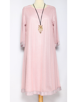 ПЛАТЬЕ ДВОЙНОЕ "Блеск" чайная роза р.48